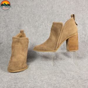 Madden Girl Evita Ankle Booties Brown Side Zip Block Heels Women's Size 10 M